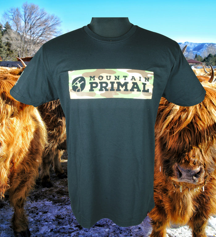 Black Camo Logo Mountain Primal T-Shirt